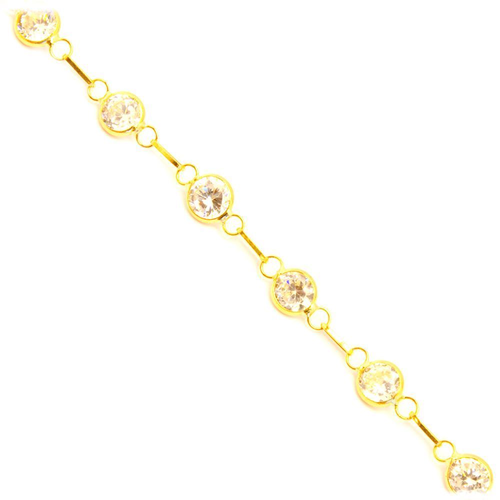 Pulseira Zirc�nias Brancas em Ouro 18 Kilates - 21521